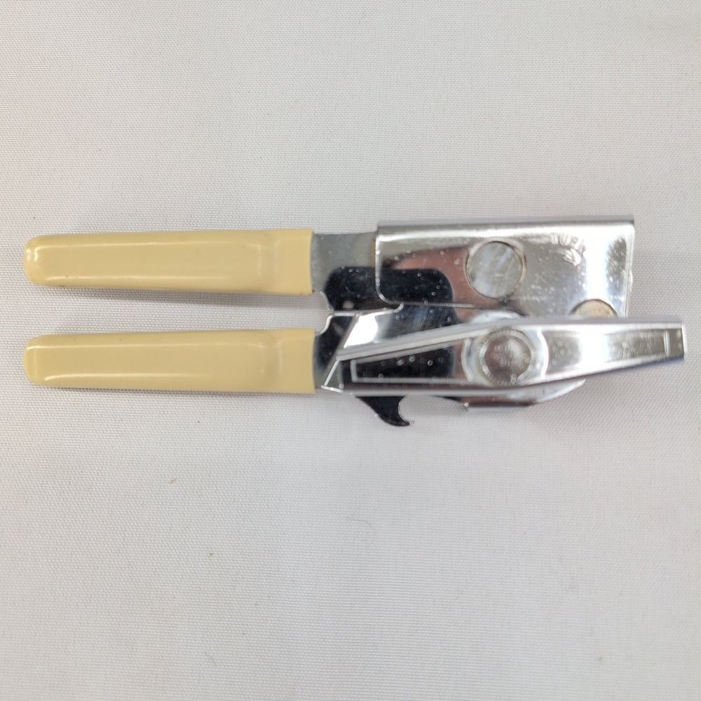 Swing-A-Way Can Opener Cream Vintage Made in USA Chrome Manual Handheld